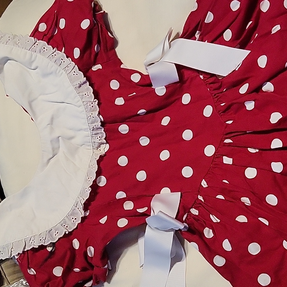 GIRL'S red & white polka dot dress